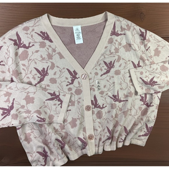 Disney Sweaters - Disney Parks Tinker Bell Cardigan Sweater Dusty Pink Tinkerbell Plus Women Sz 3X